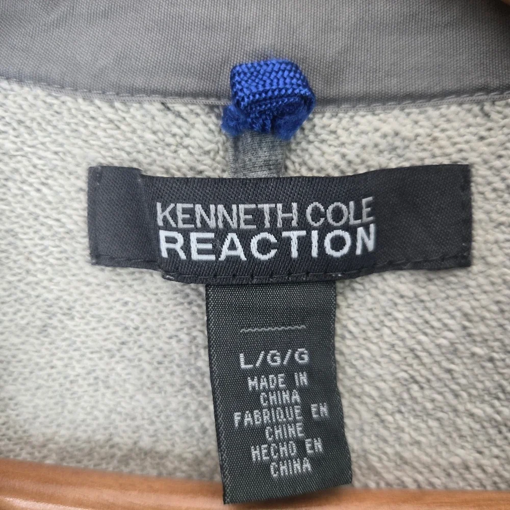 Kenneth Cole Reaction Blazer Jacket Large Gray Knit Cotton 2 Button Casual Mens